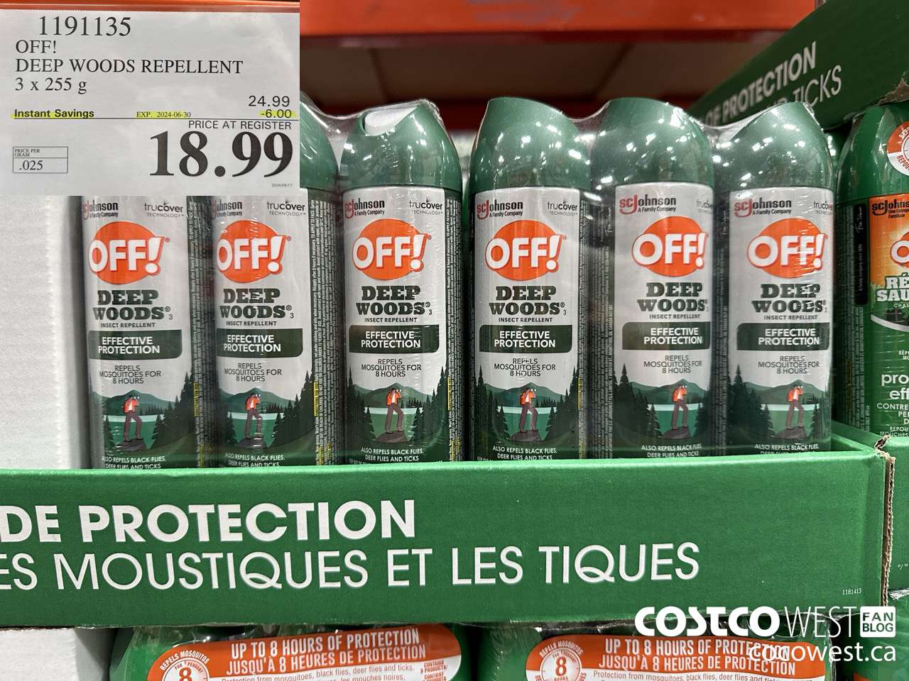1191135 OFF! DEEP WOODS INSECT REPELLENT 3 x 255 g ($6.00 INSTANT SAVINGS EXPIRES ON 2024-06-30) $18.99
