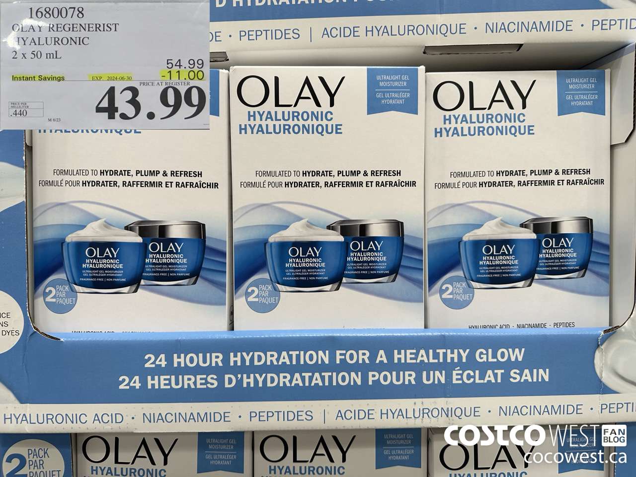 1680078 OLAY REGENERIST HYALURONIC 2 X 50ML ($11.00 INSTANT SAVINGS EXPIRES ON 2024-06-30) $43.99