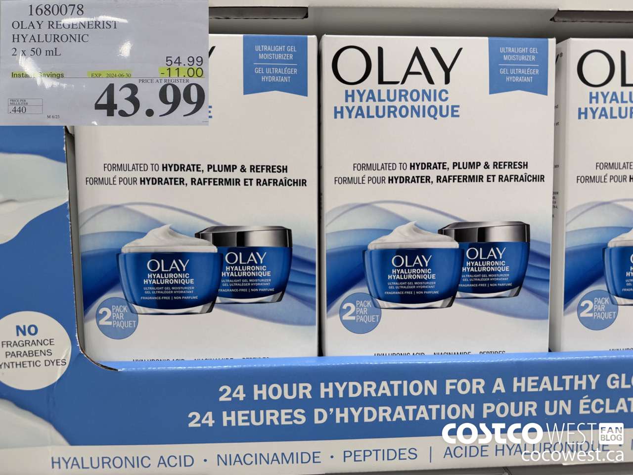1680078 OLAY REGENERIST HYALURONIC 2 X 50ML ($11.00 INSTANT SAVINGS EXPIRES ON 2024-06-30) $43.99