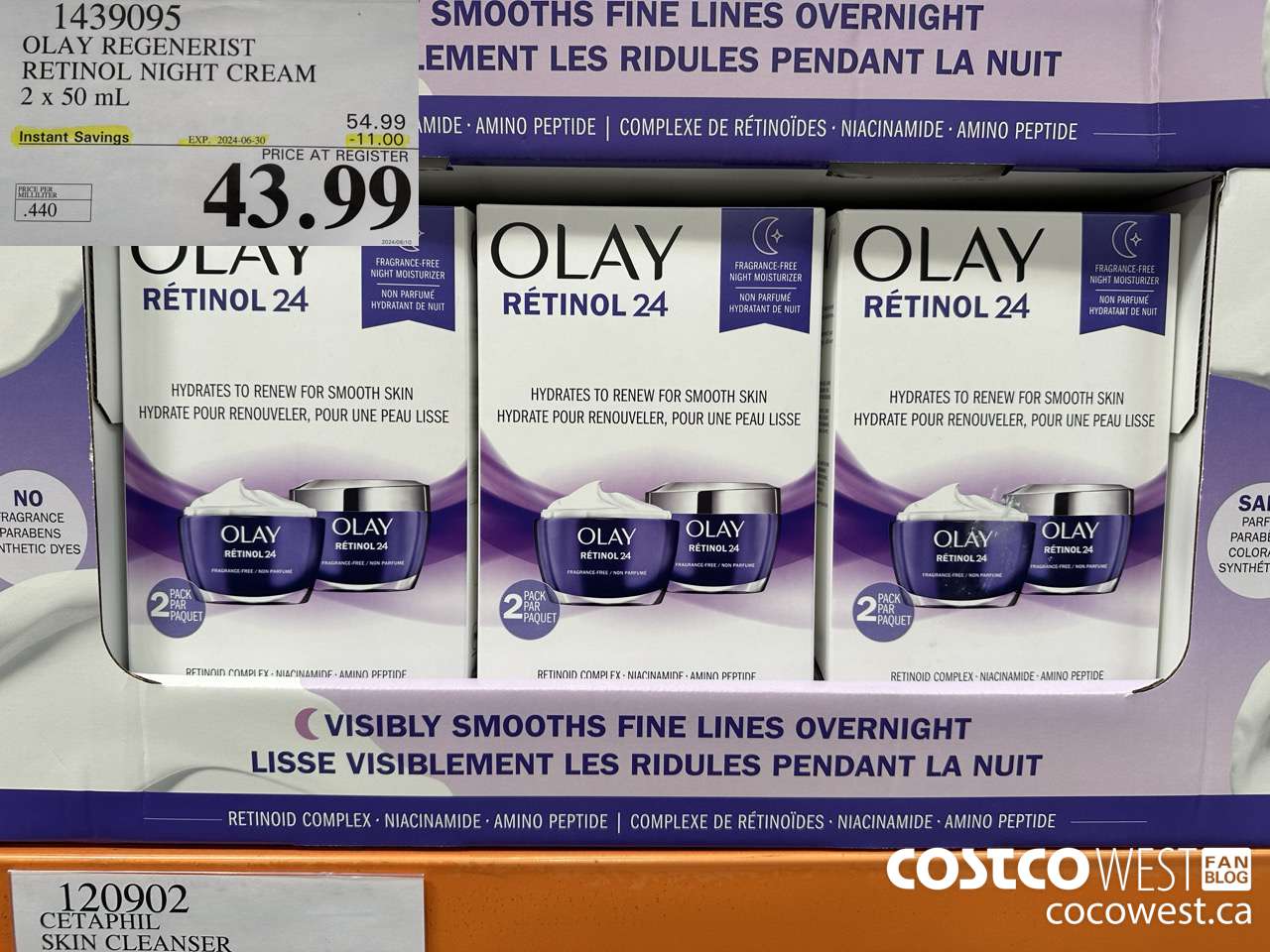 1439095 OLAY REGENERIST RETINOL24 NIGHT CREAM 2 x 50 mL ($11.00 INSTANT SAVINGS EXPIRES ON 2024-06-30) $43.99