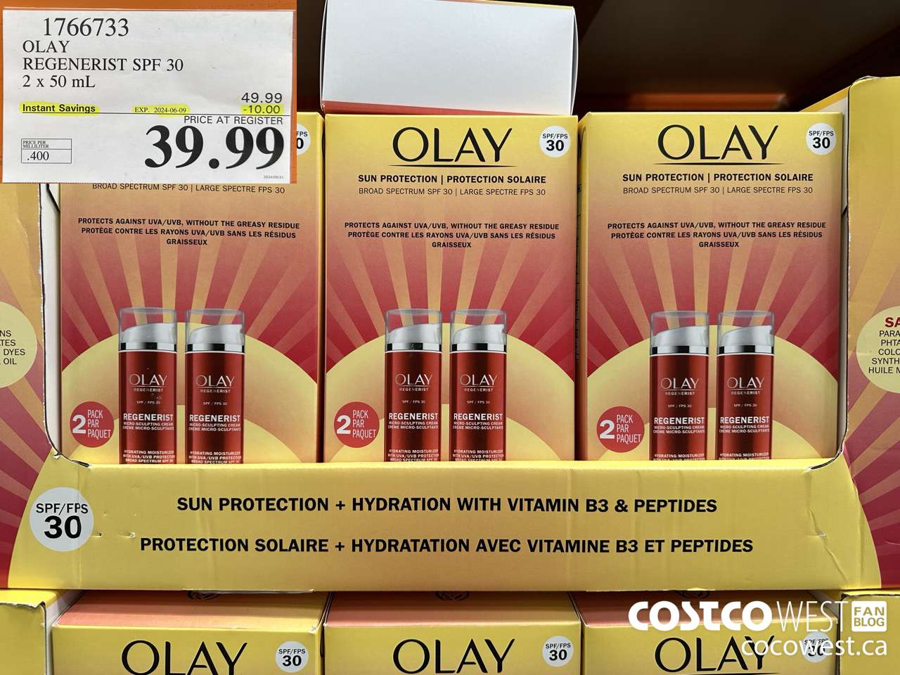 1766733 OLAY REGENERIST SPF 30 2 X 50 ML ($10.00 INSTANT SAVINGS EXPIRES ON 2024-06-09) $39.99