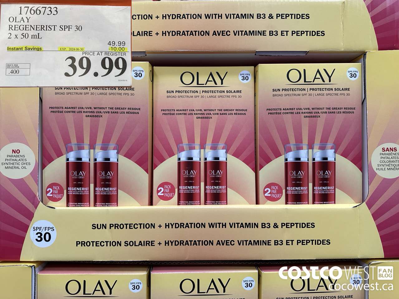 1766733 OLAY REGENERIST SPF 30 2 X 50 ML ($10.00 INSTANT SAVINGS EXPIRES ON 2024-06-30) $39.99