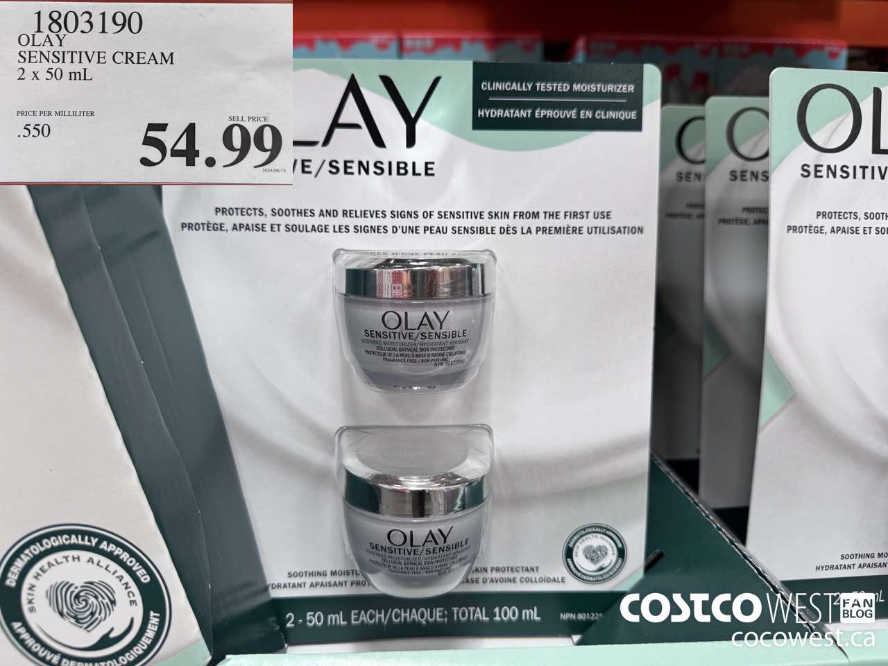 1803190 OLAY SENSITIVE CREAM 2 X 50 ML $54.99