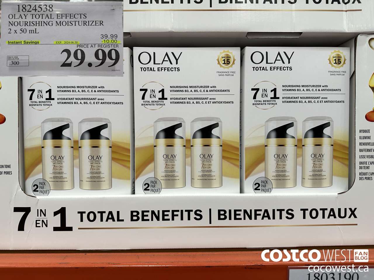 1824538 OLAY TOTAL EFFECTS NOURISHING MOISTURIZER 2 X 50ML ($10.00 INSTANT SAVINGS EXPIRES ON 2024-06-30) $29.99