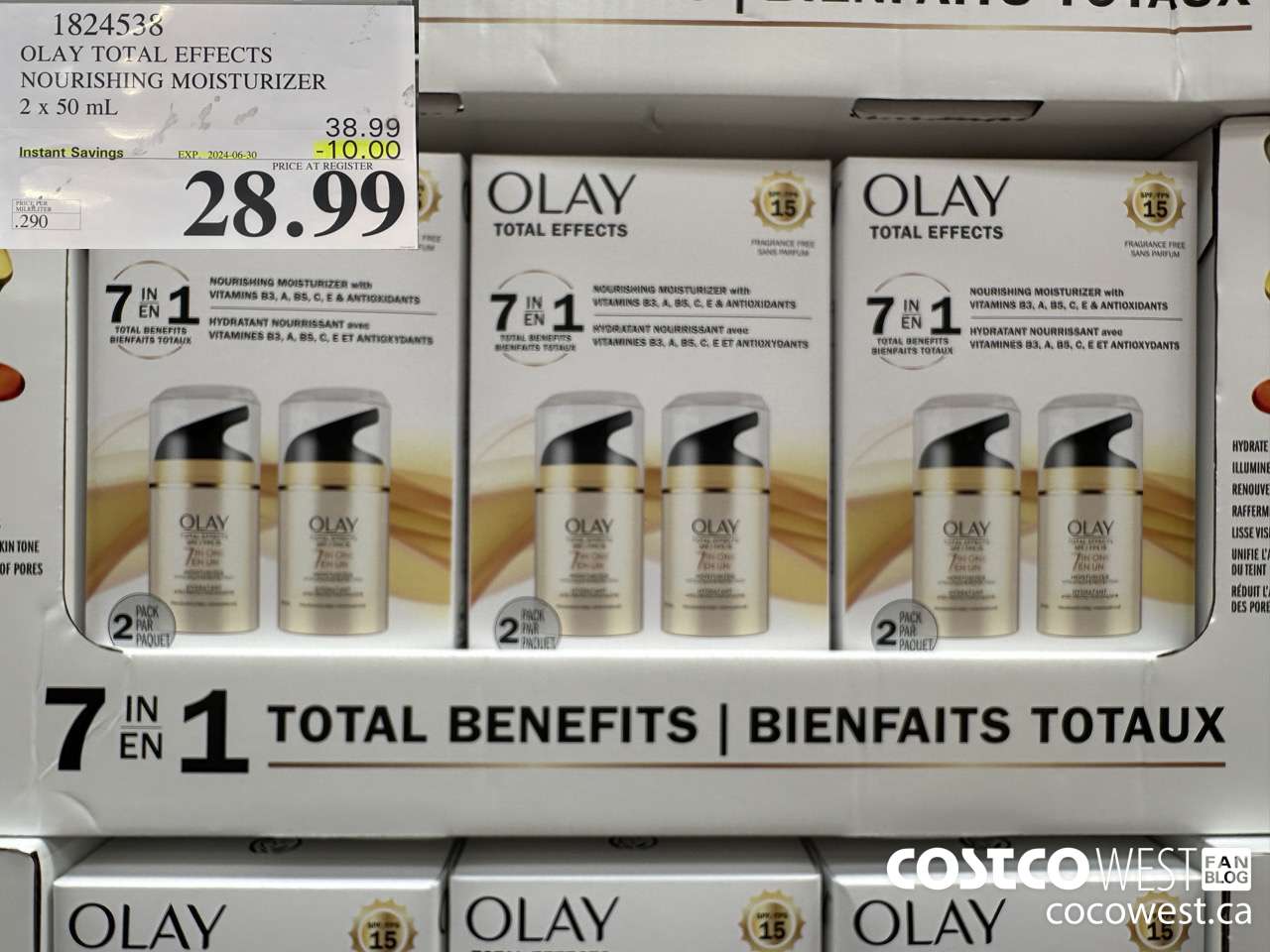 1824538 OLAY TOTAL EFFECTS NOURISHING MOISTURIZER 2 X 50ML ($10.00 INSTANT SAVINGS EXPIRES ON 2024-06-30) $29.99