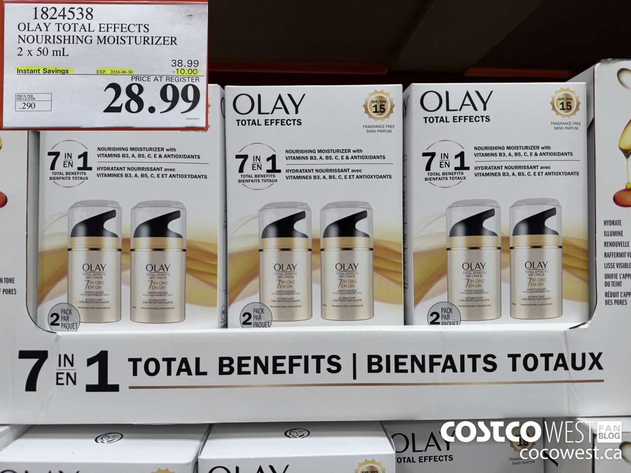 1824538 OLAY TOTAL EFFECTS NOURISHING MOISTURIZER 2 X 50ML ($10.00 INSTANT SAVINGS EXPIRES ON 2024-06-30) $28.99