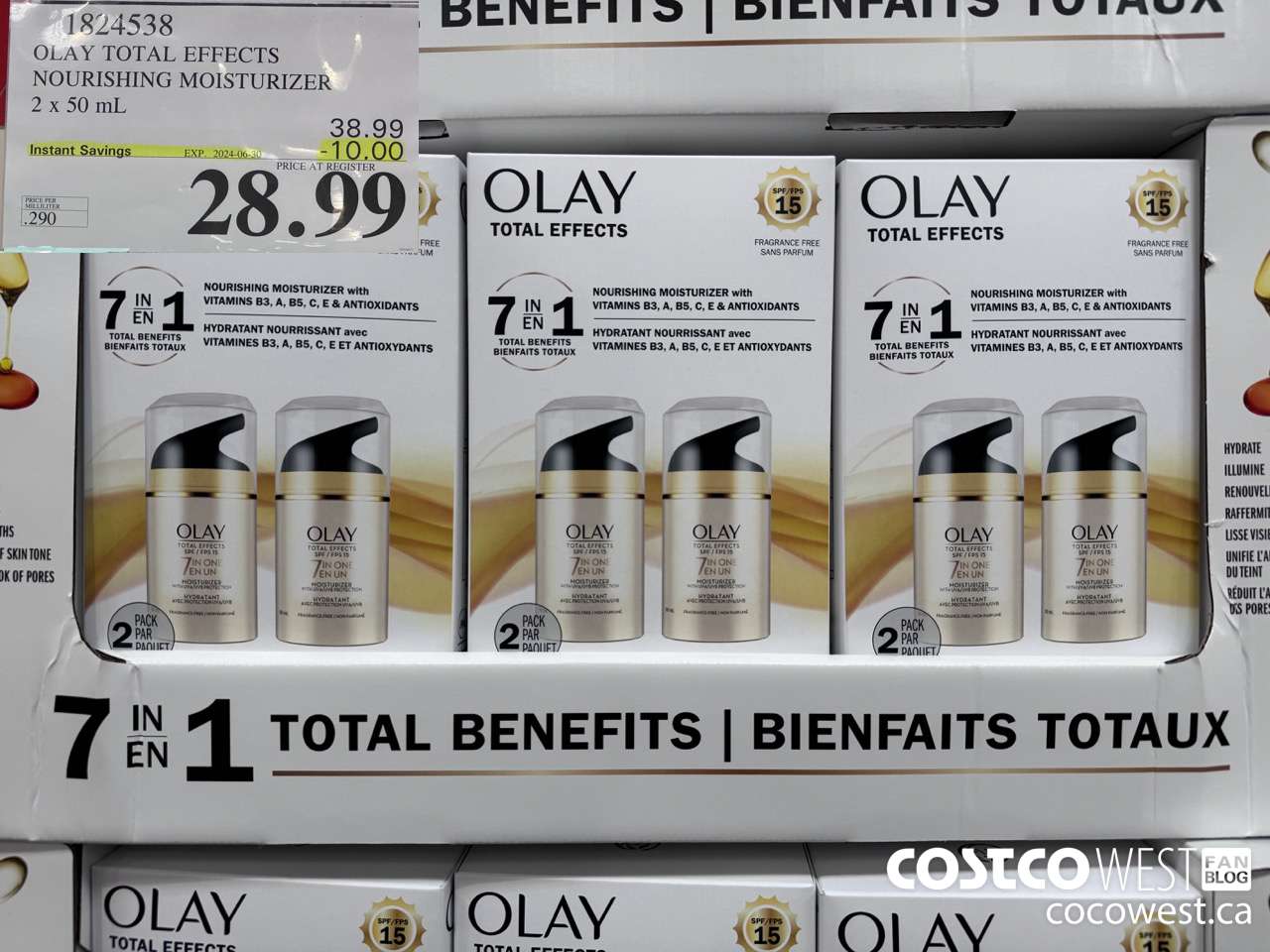 1824538 OLAY TOTAL EFFECTS NOURISHING MOISTURIZER 2 X 50ML ($10.00 INSTANT SAVINGS EXPIRES ON 2024-06-30) $28.99