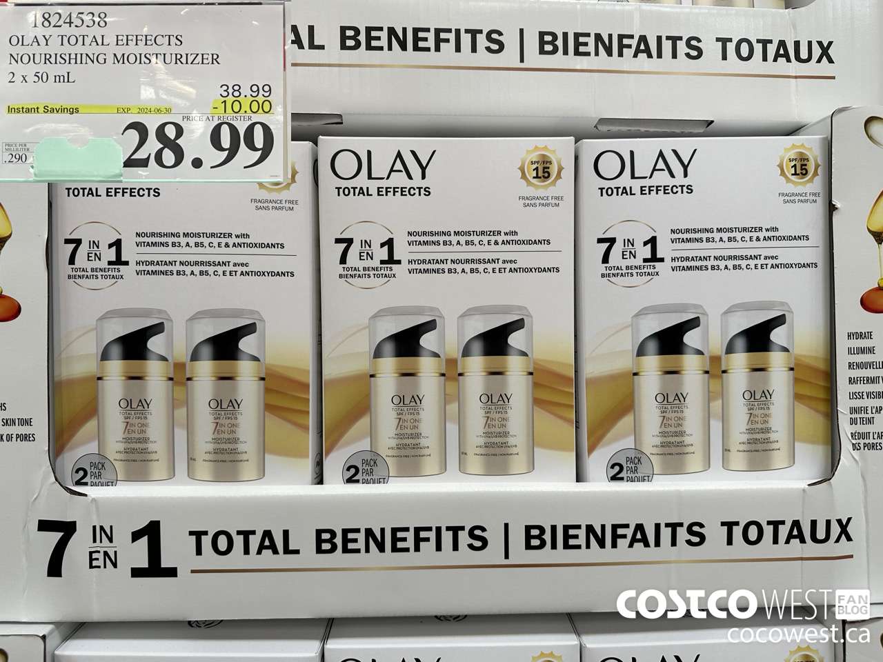 1824538 OLAY TOTAL EFFECTS NOURISHING MOISTURIZER 2 X 50ML ($10.00 INSTANT SAVINGS EXPIRES ON 2024-06-30) $28.99