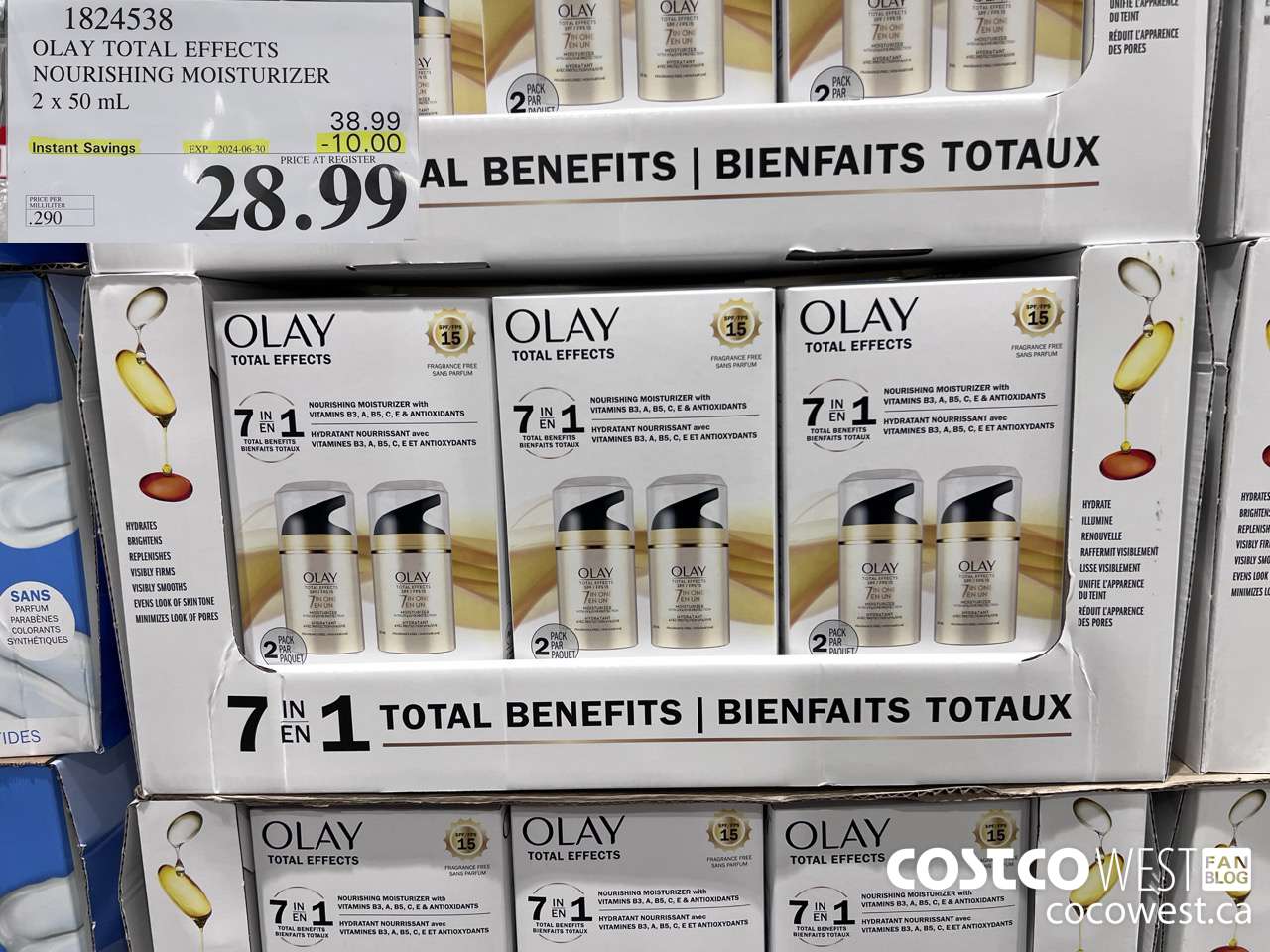 1824538 OLAY TOTAL EFFECTS NOURISHING MOISTURIZER 2 X 50ML ($10.00 INSTANT SAVINGS EXPIRES ON 2024-06-30) $28.99