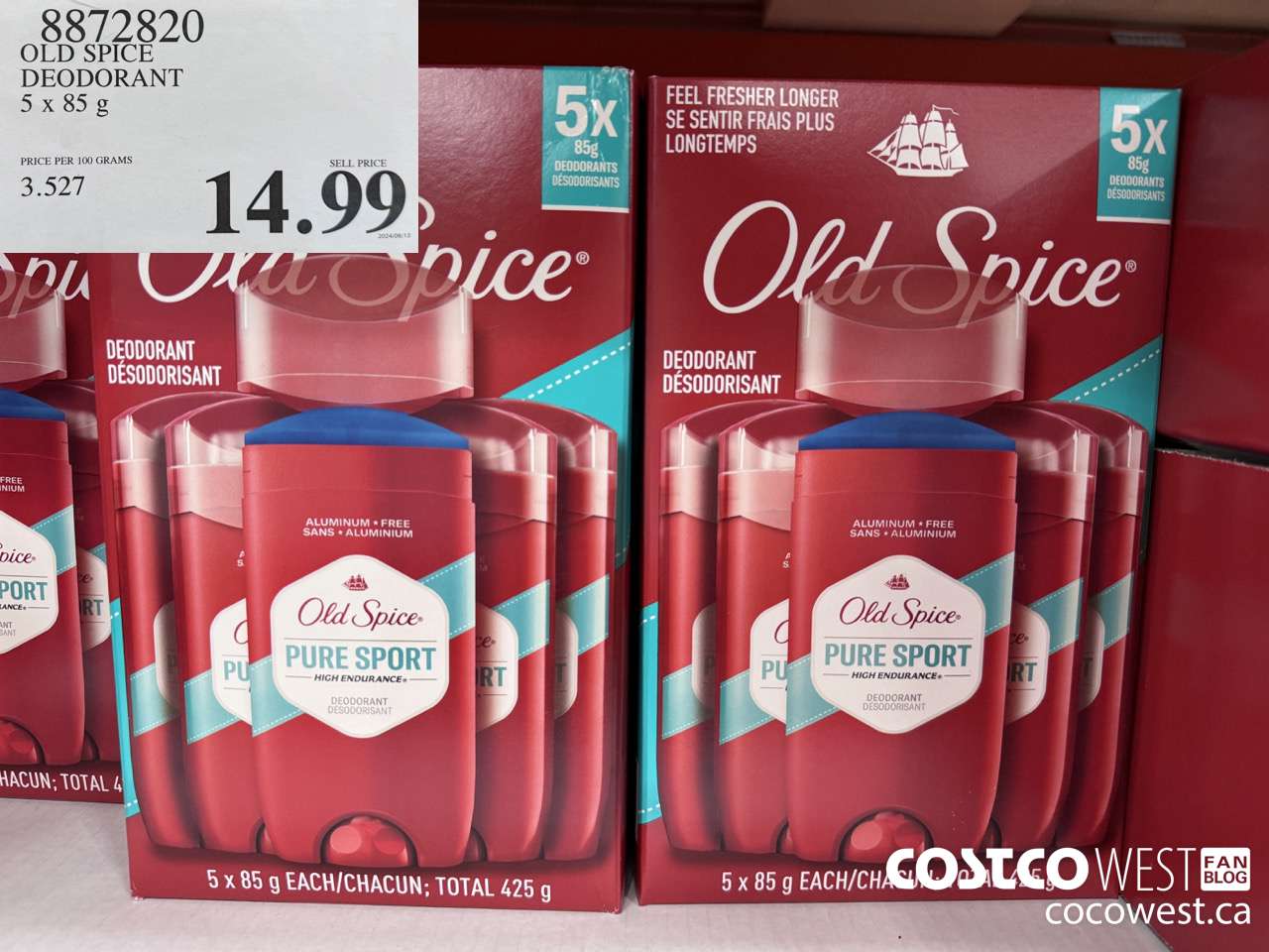8872820 OLD SPICE DEODORANT 5 x 85 g $14.99