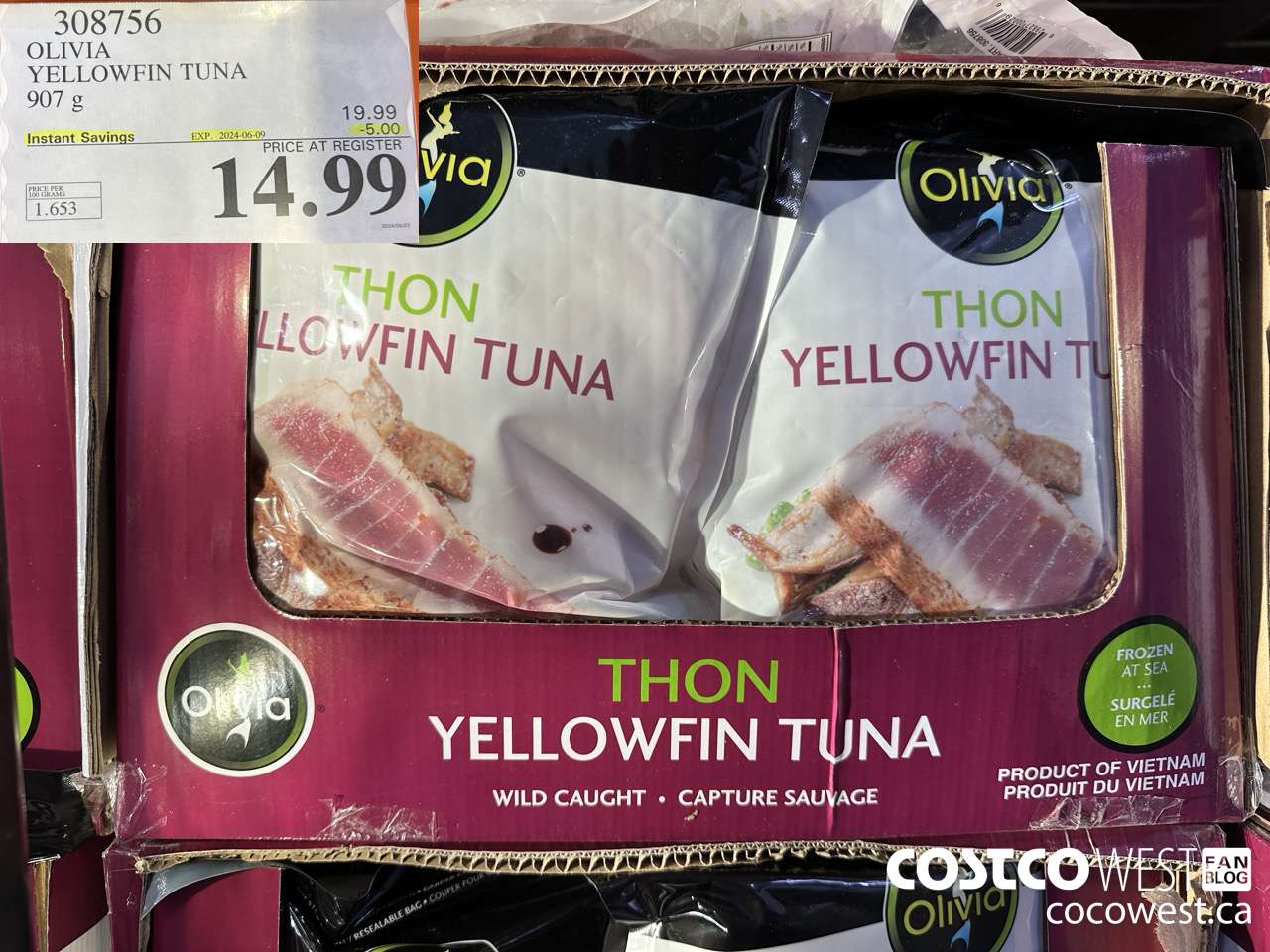 308756 OLIVIA YELLOWFIN TUNA 907G ($5.00 INSTANT SAVINGS EXPIRES ON 2024-06-09) $14.99
