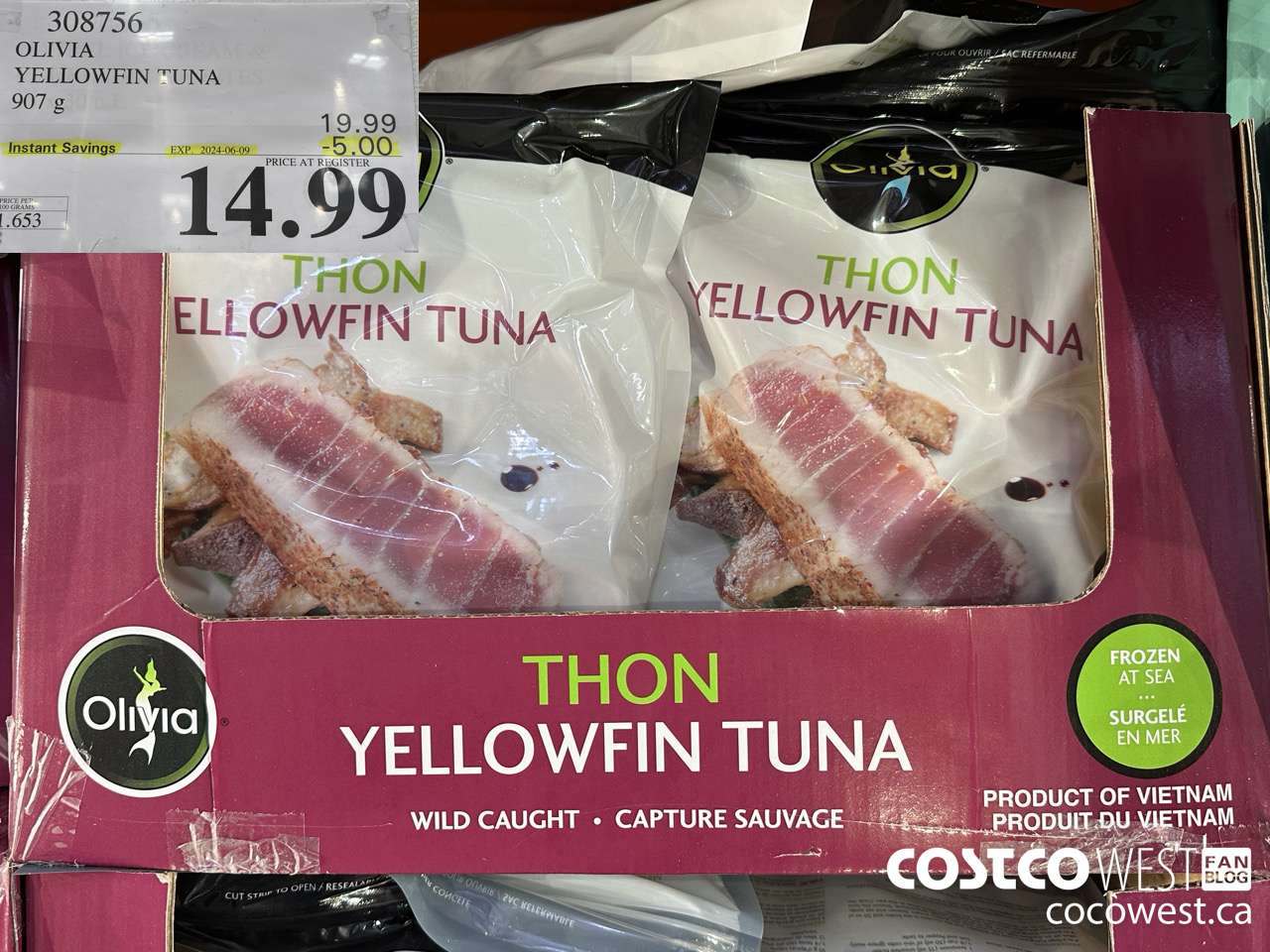 308756 OLIVIA YELLOWFIN TUNA 907G ($5.00 INSTANT SAVINGS EXPIRES ON 2024-06-09) $14.99