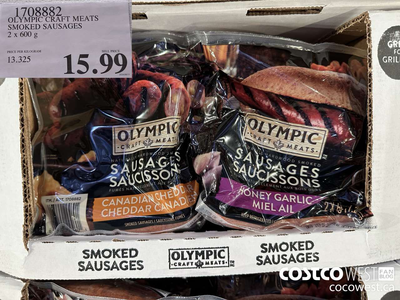 1708882 OLYMPIC CRAFT MEATS SMOKED SAUSAGES 2 X 600G $15.99