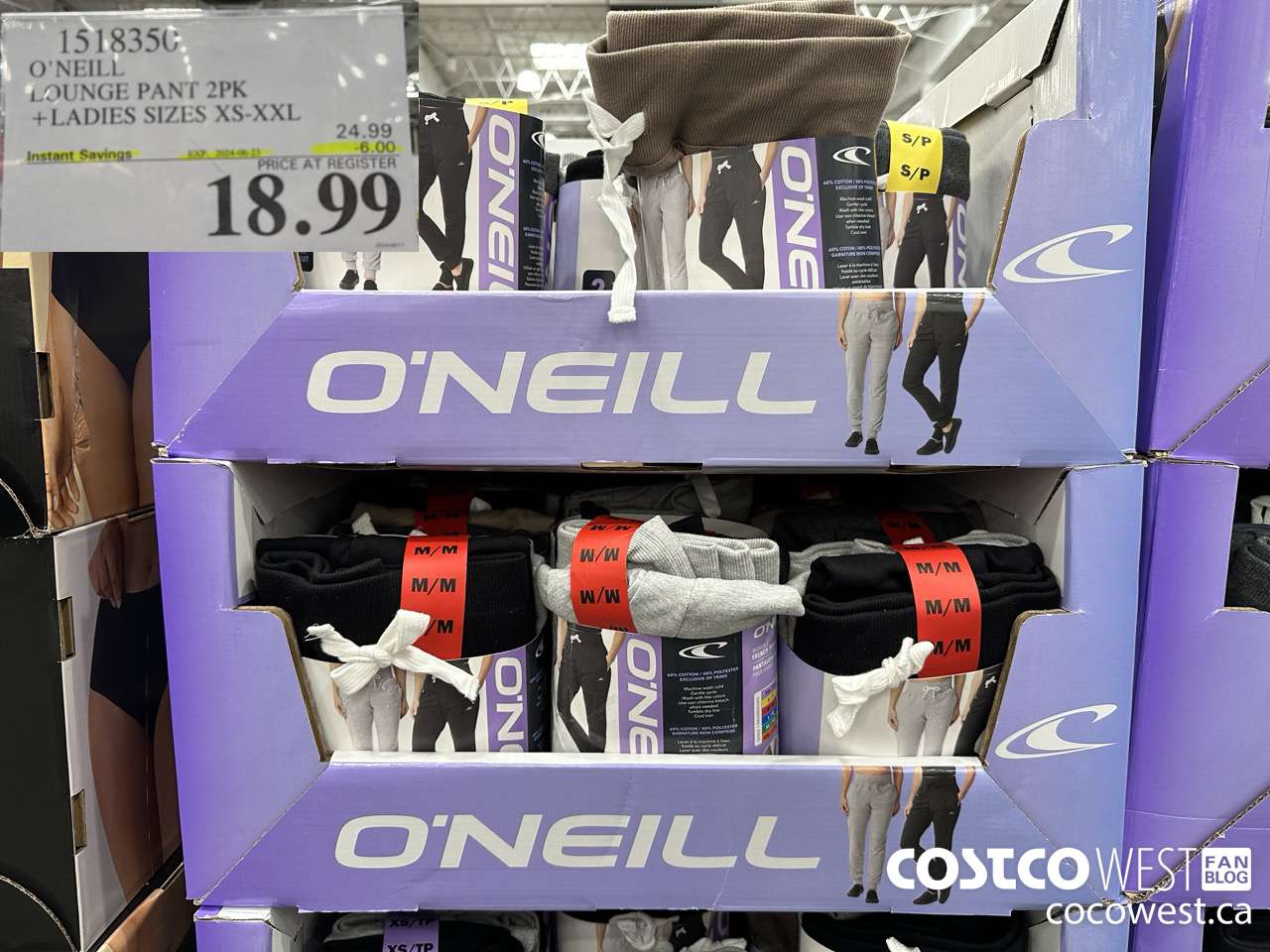 1518350 O'NEILL LOUNGE PANT 2PK LADIES SIZES XS-XXL ($6.00 INSTANT SAVINGS EXPIRES ON 2024-06-23) $18.99