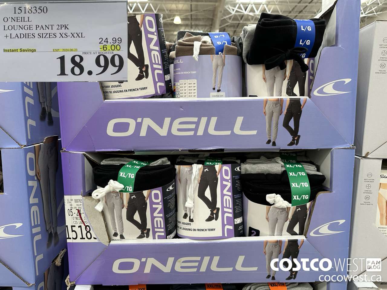 1518350 O'NEILL LOUNGE PANT 2PK LADIES SIZES XS-XXL ($6.00 INSTANT SAVINGS EXPIRES ON 2024-06-23) $18.99