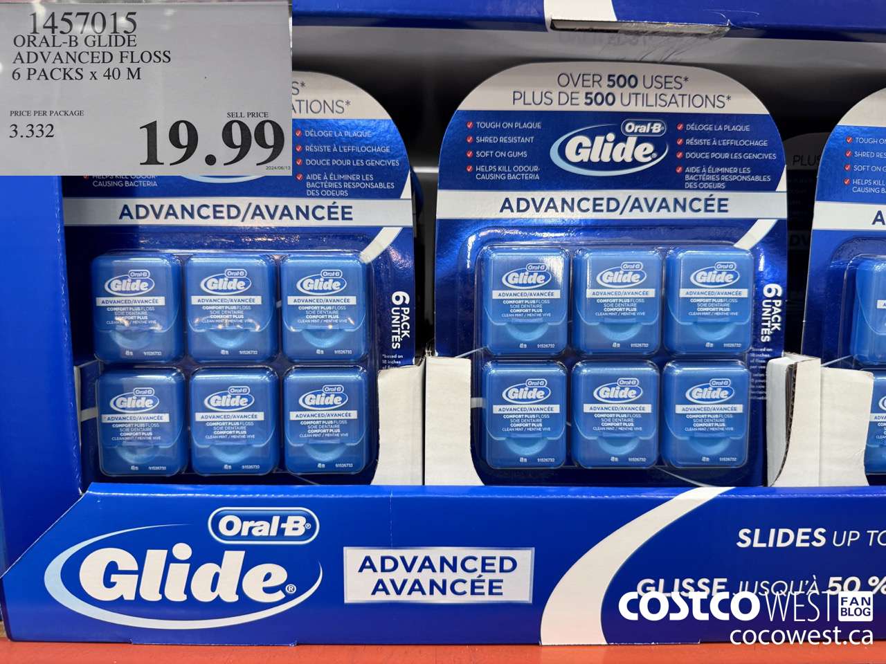 1457015 ORAL-B GLIDE ADVANCED FLOSS 6 PACKS x 40 M $19.99