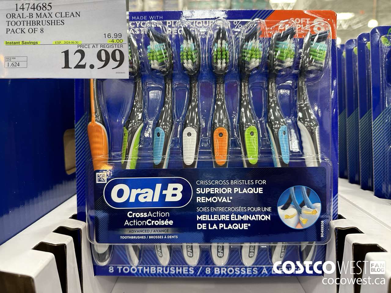 1474685 ORAL-B MAX CLEAN TOOTHBRUSHES PACK OF 8 ($4.00 INSTANT SAVINGS EXPIRES ON 2024-06-30) $12.99