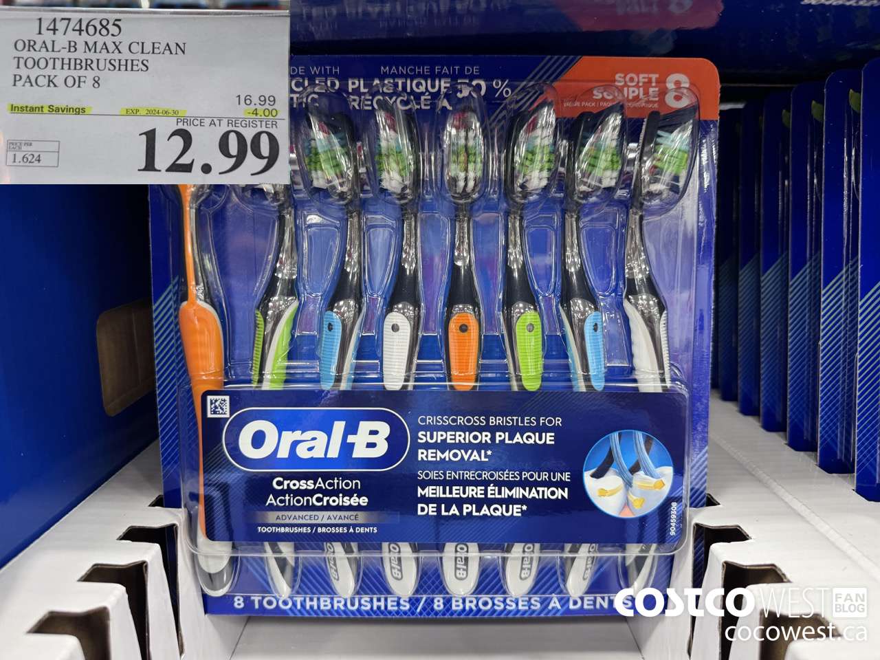 1474685 ORAL-B MAX CLEAN TOOTHBRUSHES PACK OF 8 ($4.00 INSTANT SAVINGS EXPIRES ON 2024-06-30) $12.99