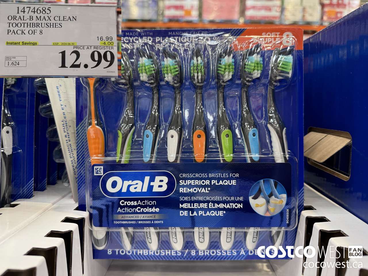 1474685 ORAL-B MAX CLEAN TOOTHBRUSHES PACK OF 8 ($4.00 INSTANT SAVINGS EXPIRES ON 2024-06-30) $12.99