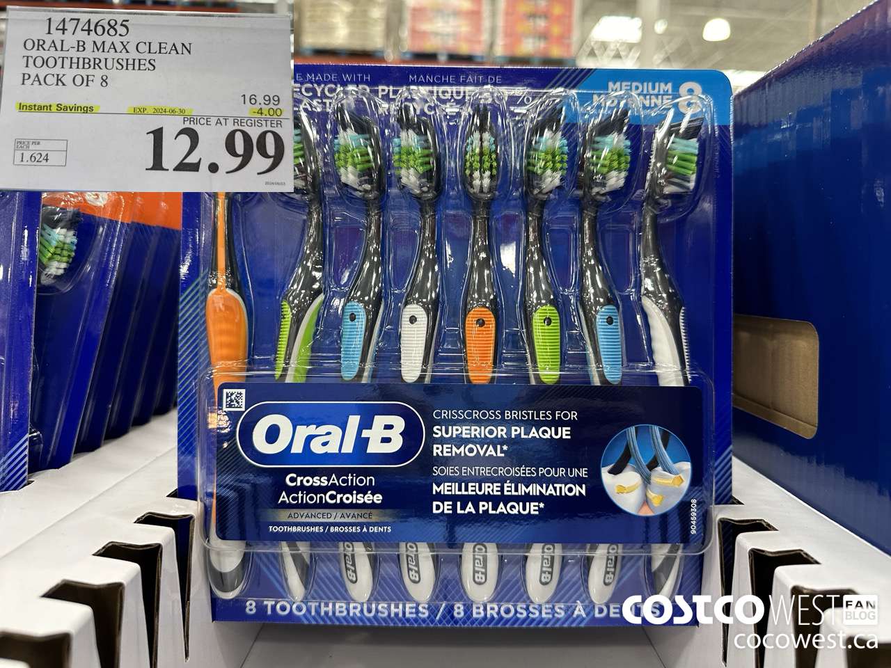 1474685 ORAL-B MAX CLEAN TOOTHBRUSHES PACK OF 8 ($4.00 INSTANT SAVINGS EXPIRES ON 2024-06-30) $12.99