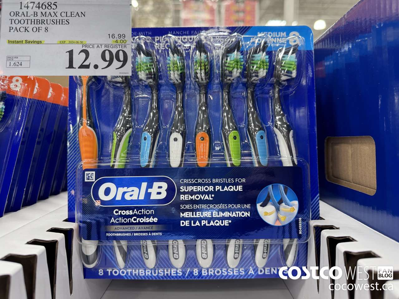 1474685 ORAL-B MAX CLEAN TOOTHBRUSHES PACK OF 8 ($4.00 INSTANT SAVINGS EXPIRES ON 2024-06-30) $12.99