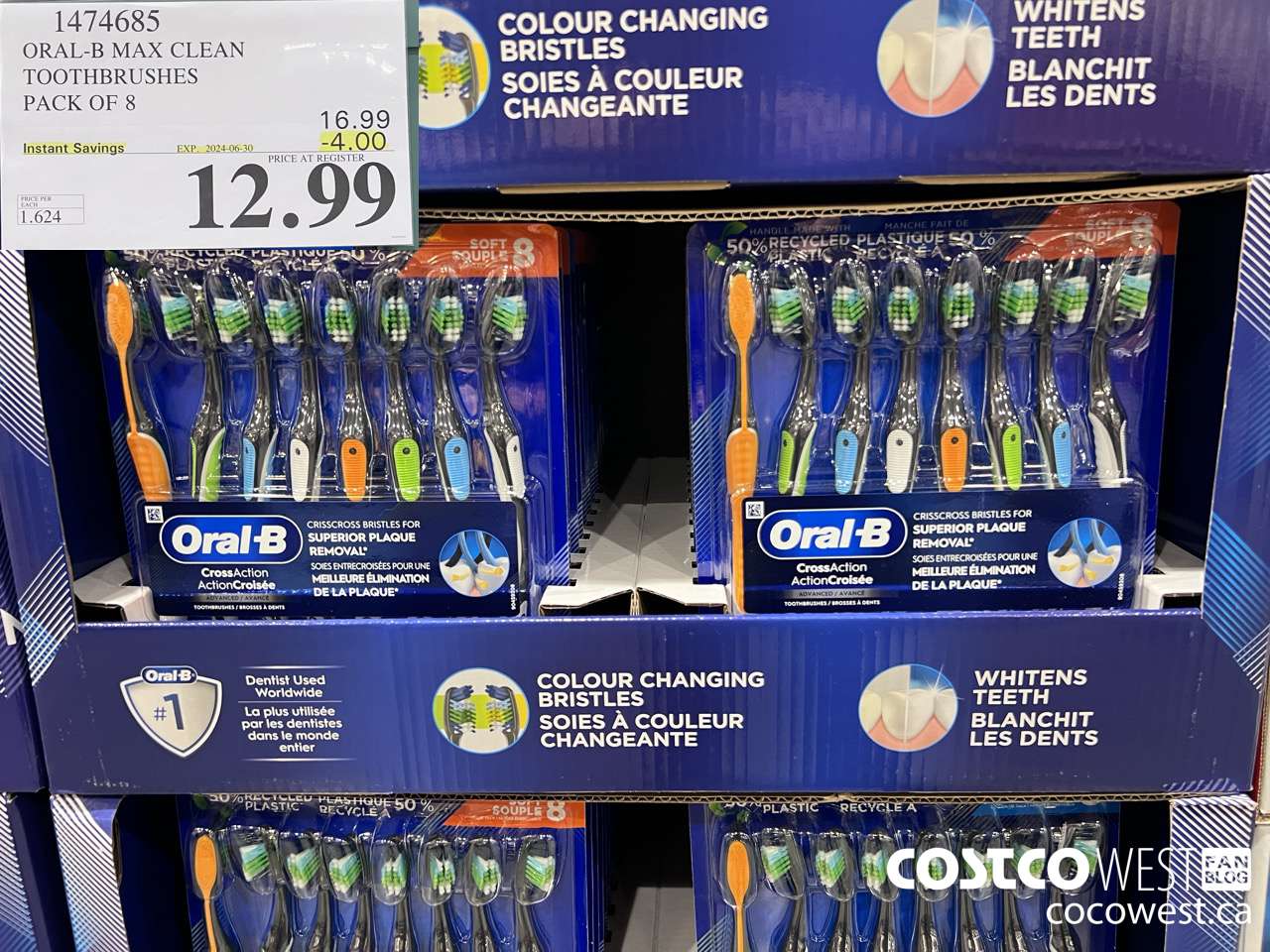 1474685 ORAL-B MAX CLEAN TOOTHBRUSHES PACK OF 8 ($4.00 INSTANT SAVINGS EXPIRES ON 2024-06-30) $12.99