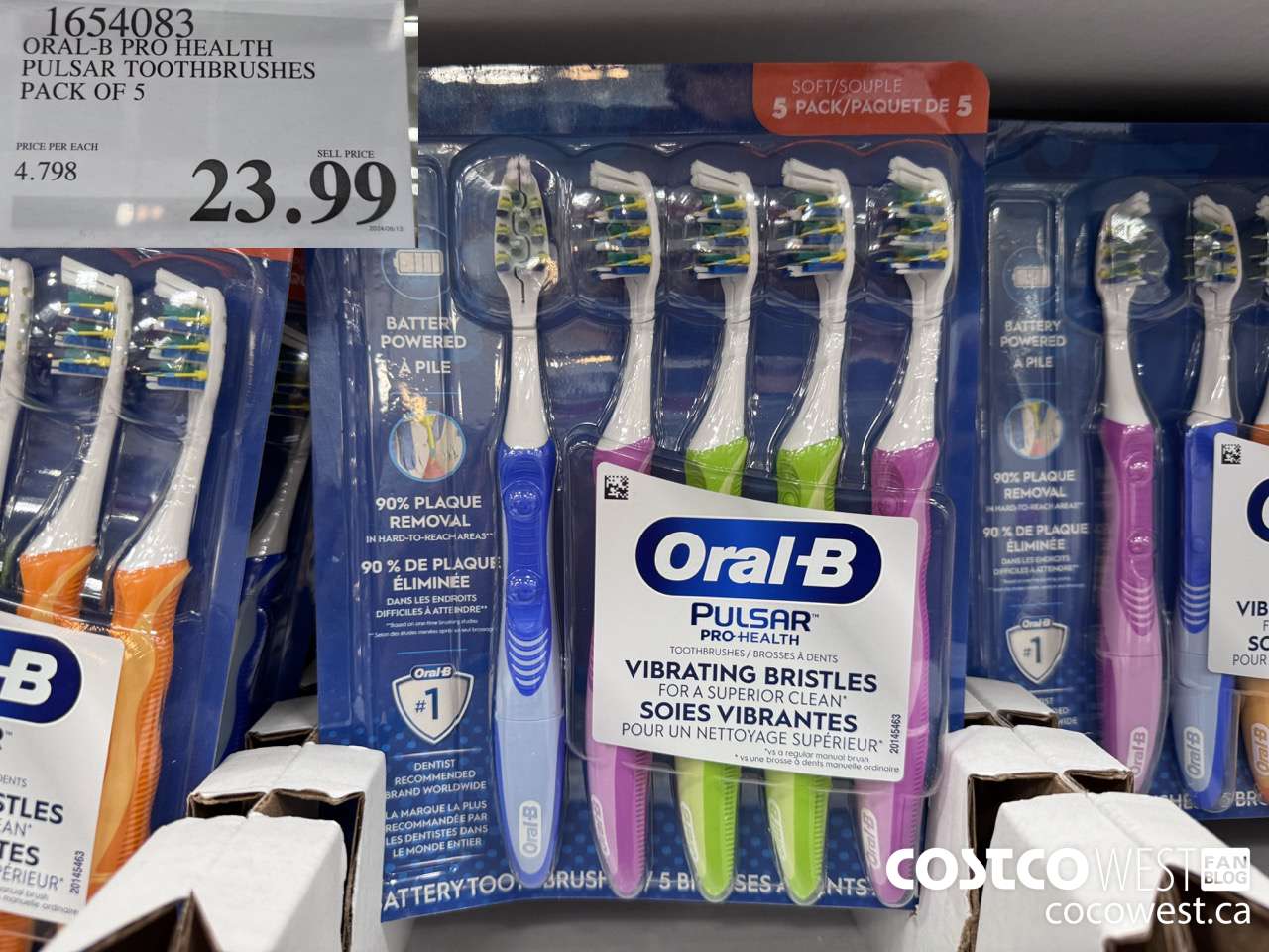 1654083 ORAL-B PRO HEALTH TOOTHBRUSHES PACK OF 5 $23.99