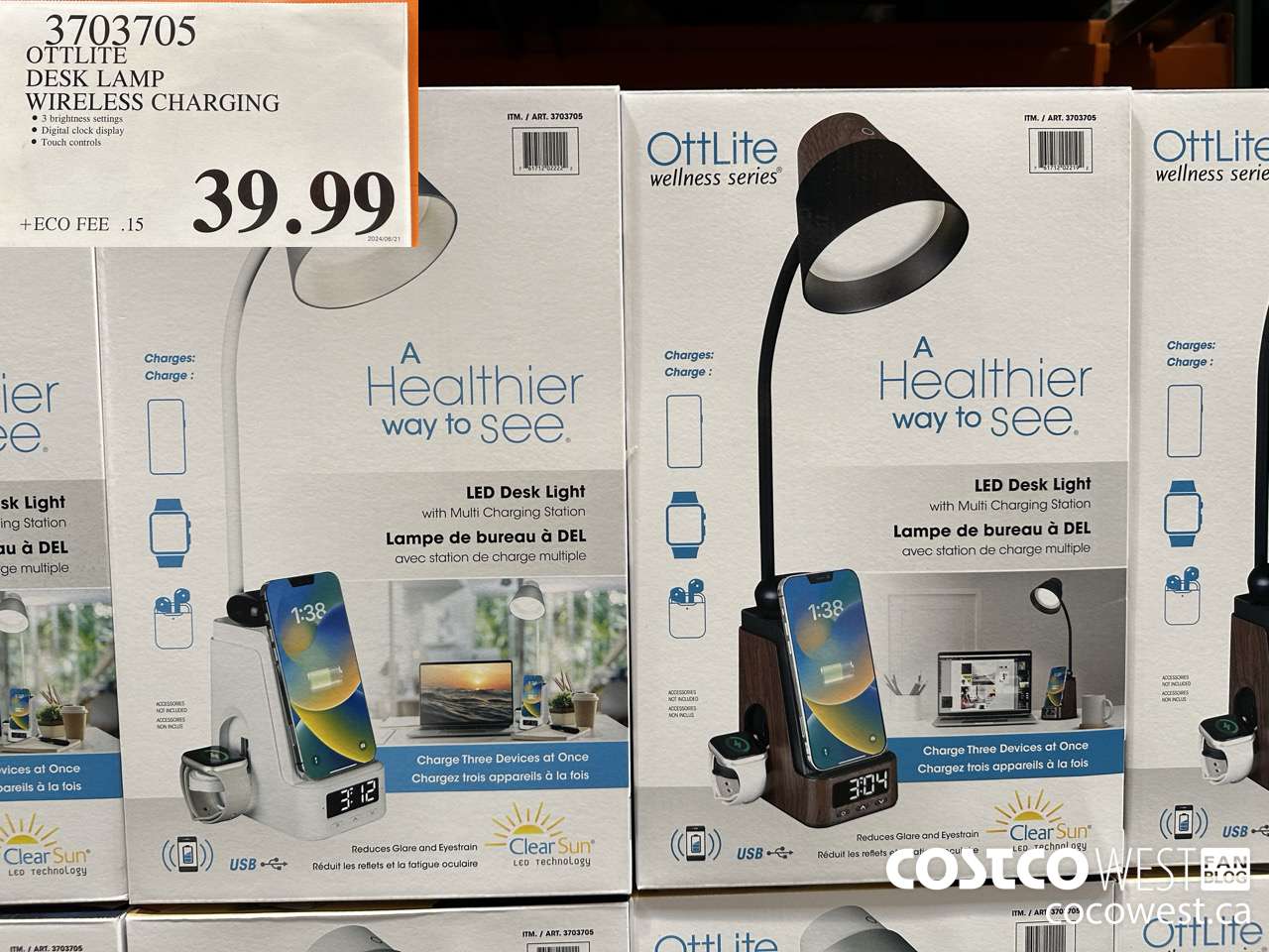 3703705 OTTLITE DESK LAMP WIRELESS CHARGING $39.99