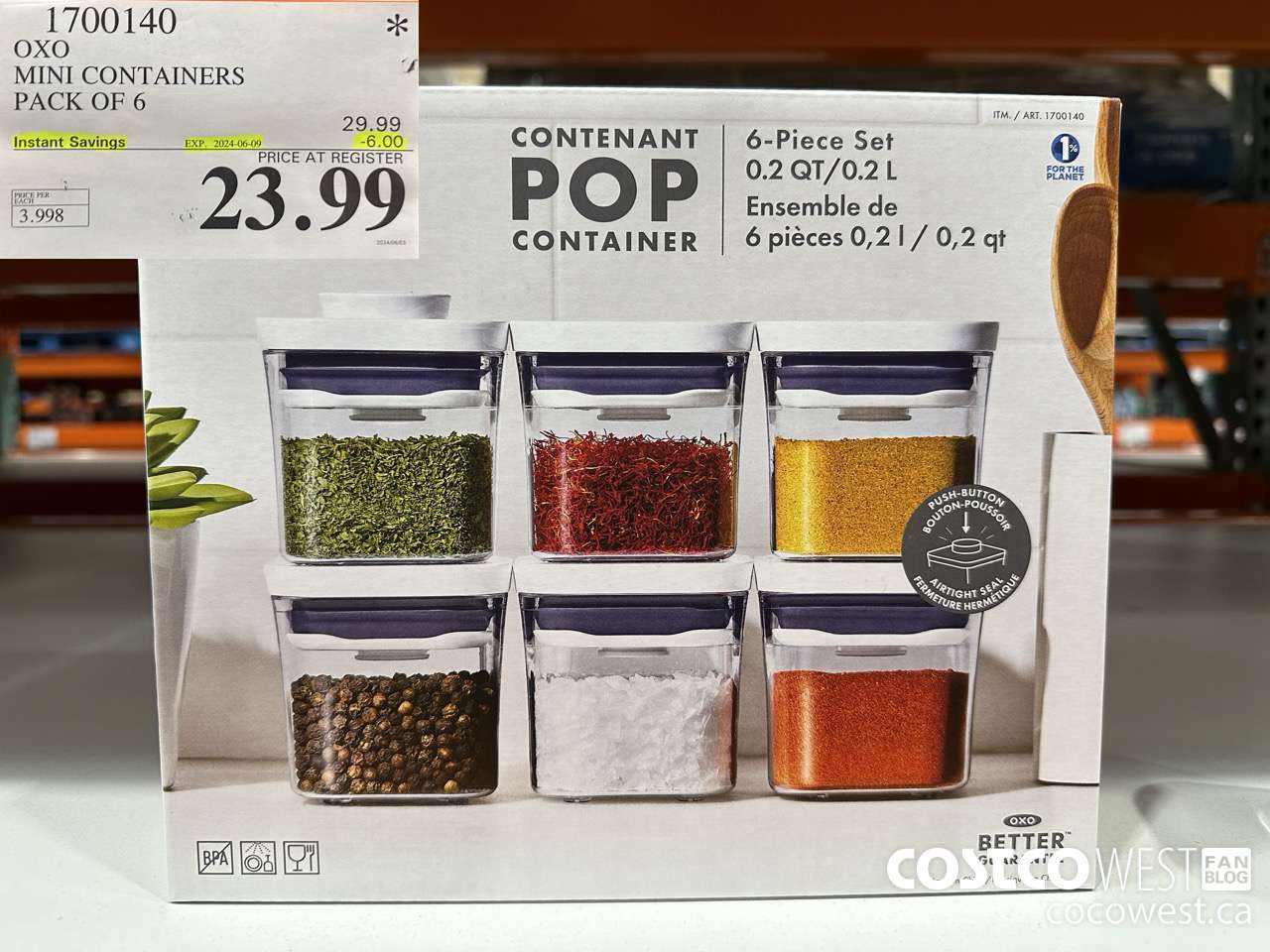 1700140 OXO MINI CONTAINERS PACK OF 6 ($6.00 INSTANT SAVINGS EXPIRES ON 2024-06-09) $23.99