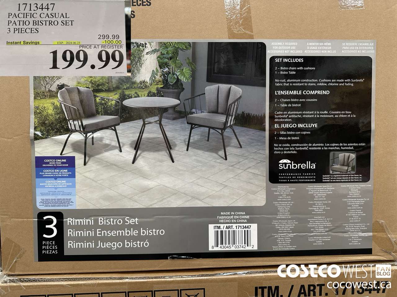 1713447 PACIFIC CASUAL PATIO BISTRO SET 3 PIECES ($100.00 INSTANT SAVINGS EXPIRES ON 2024-06-23) $199.99