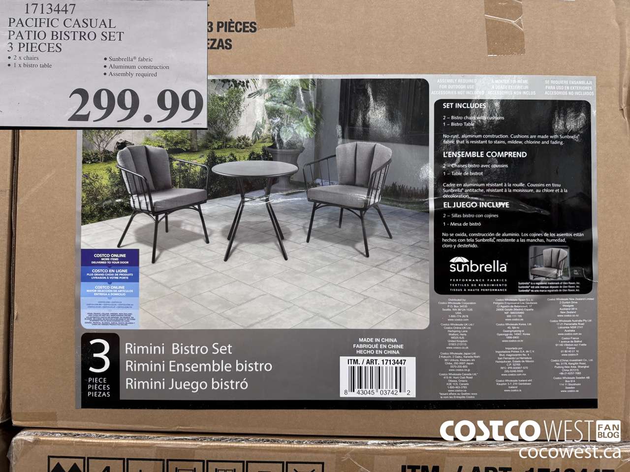 1713447 PACIFIC CASUAL PATIO BISTRO SET 3 PIECES $299.99