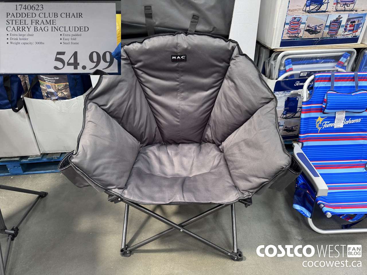 1740623 PADDED CLUB CHAIR STEEL FRAME CARRY BAG INCLUDED $54.99