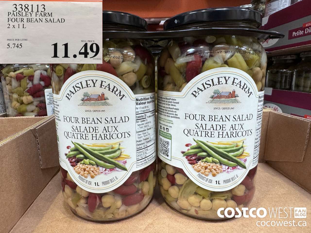 338113 PAISLEY FARM FOUR BEAN SALAD 2 X 1L $11.49
