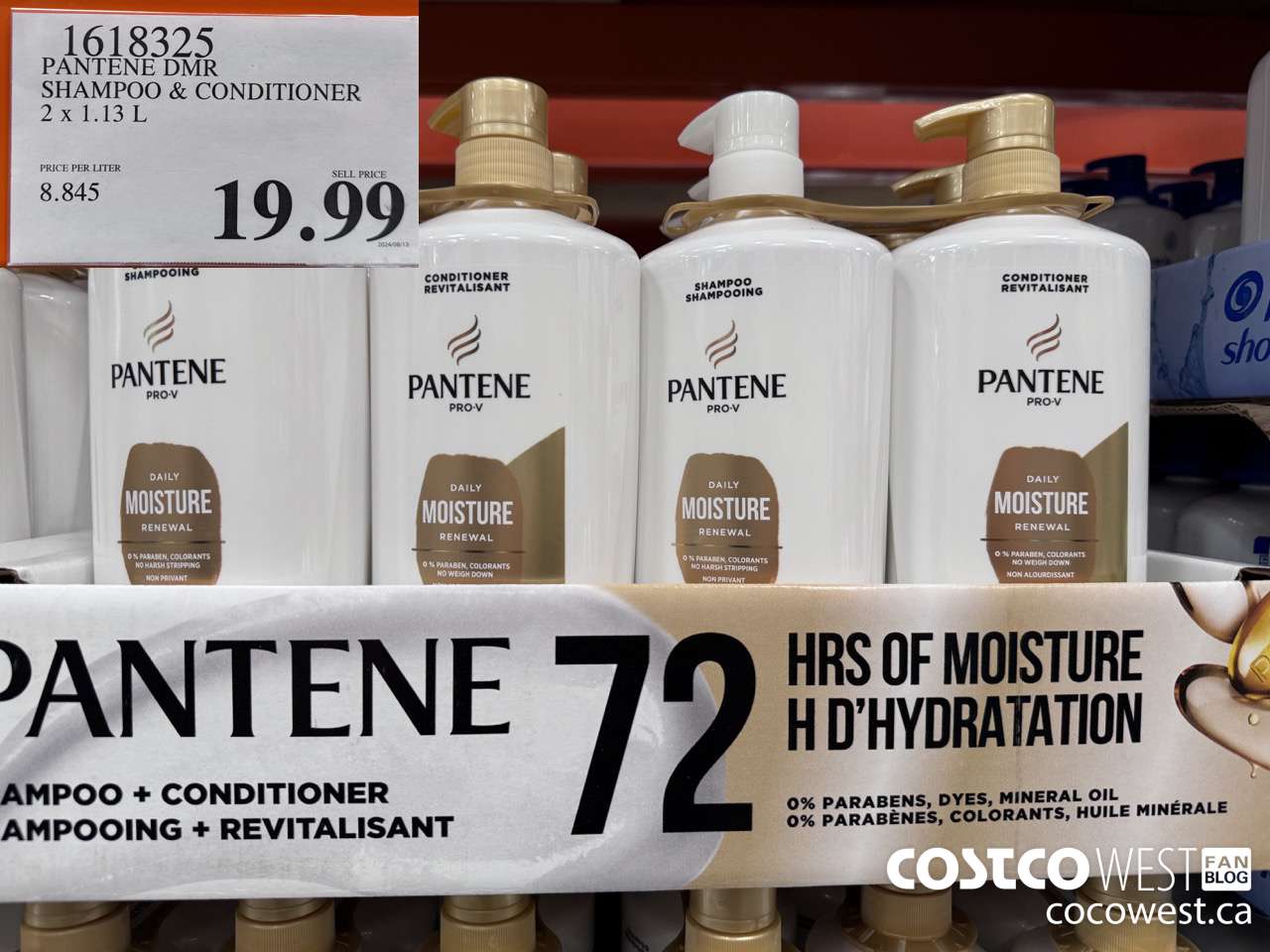 1618325 PANTENE DMR SHAMPOO/CONDIRIONER 2 x 1.13 L $19.99