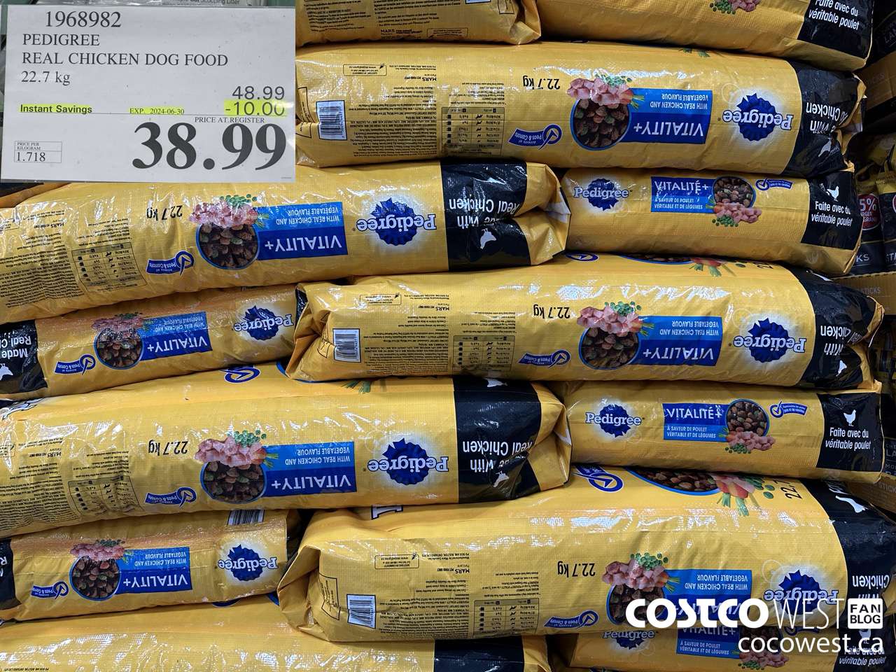 1968982 PEDIGREE REAL CHICKEN DOG FOOD 22.7 kg ($10.00 INSTANT SAVINGS EXPIRES ON 2024-06-30) $38.99