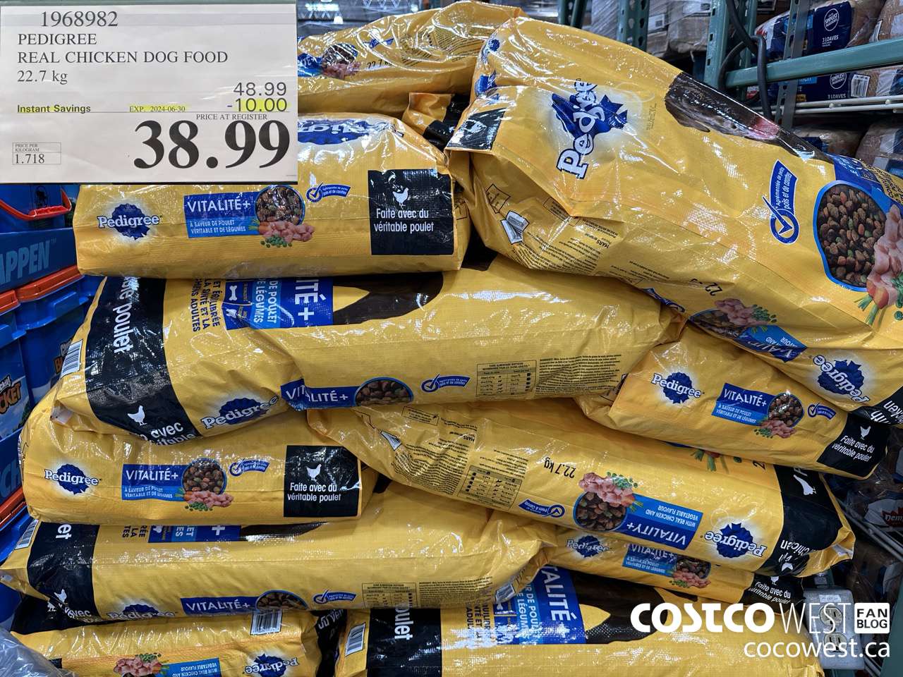 1968982 PEDIGREE REAL CHICKEN DOG FOOD 22.7 kg ($10.00 INSTANT SAVINGS EXPIRES ON 2024-06-30) $38.99