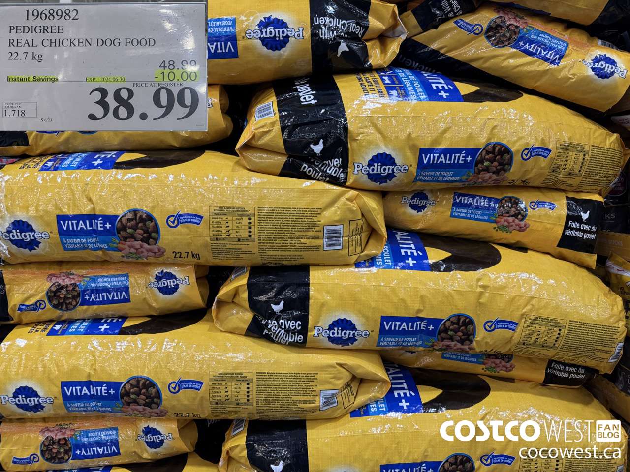 1968982 PEDIGREE REAL CHICKEN DOG FOOD 22.7 kg ($10.00 INSTANT SAVINGS EXPIRES ON 2024-06-30) $38.99