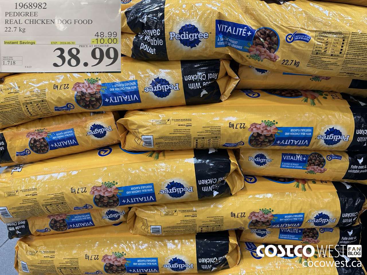 1968982 PEDIGREE REAL CHICKEN DOG FOOD 22.7 kg ($10.00 INSTANT SAVINGS EXPIRES ON 2024-06-30) $38.99