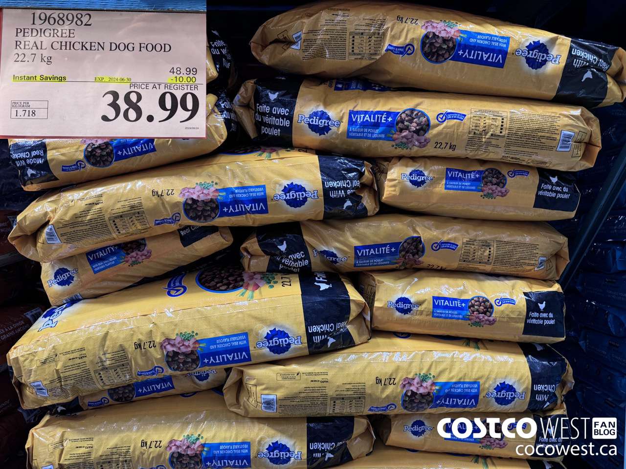 1968982 PEDIGREE REAL CHICKEN DOG FOOD 22.7 kg ($10.00 INSTANT SAVINGS EXPIRES ON 2024-06-30) $38.99