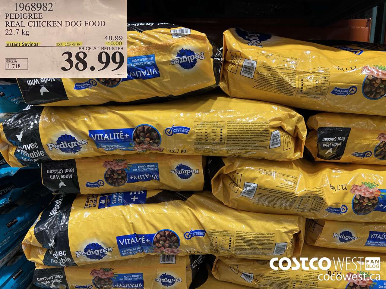 1968982 PEDIGREE REAL CHICKEN DOG FOOD 22.7 kg ($10.00 INSTANT SAVINGS EXPIRES ON 2024-06-30) $38.99