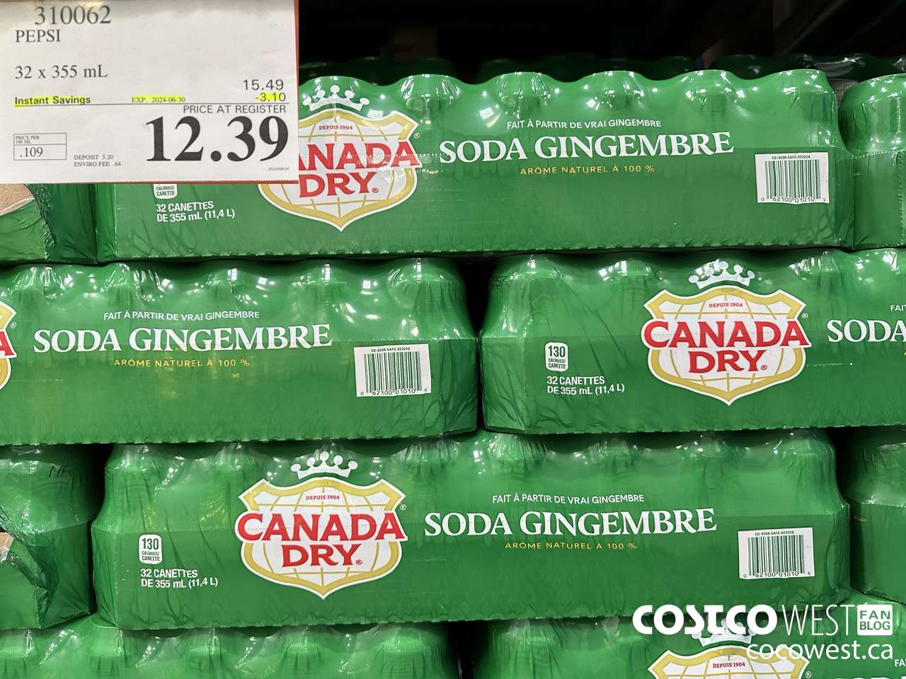 310062 PEPSI 32 X 355 ML ($3.10 INSTANT SAVINGS EXPIRES ON 2024-06-30) $12.39