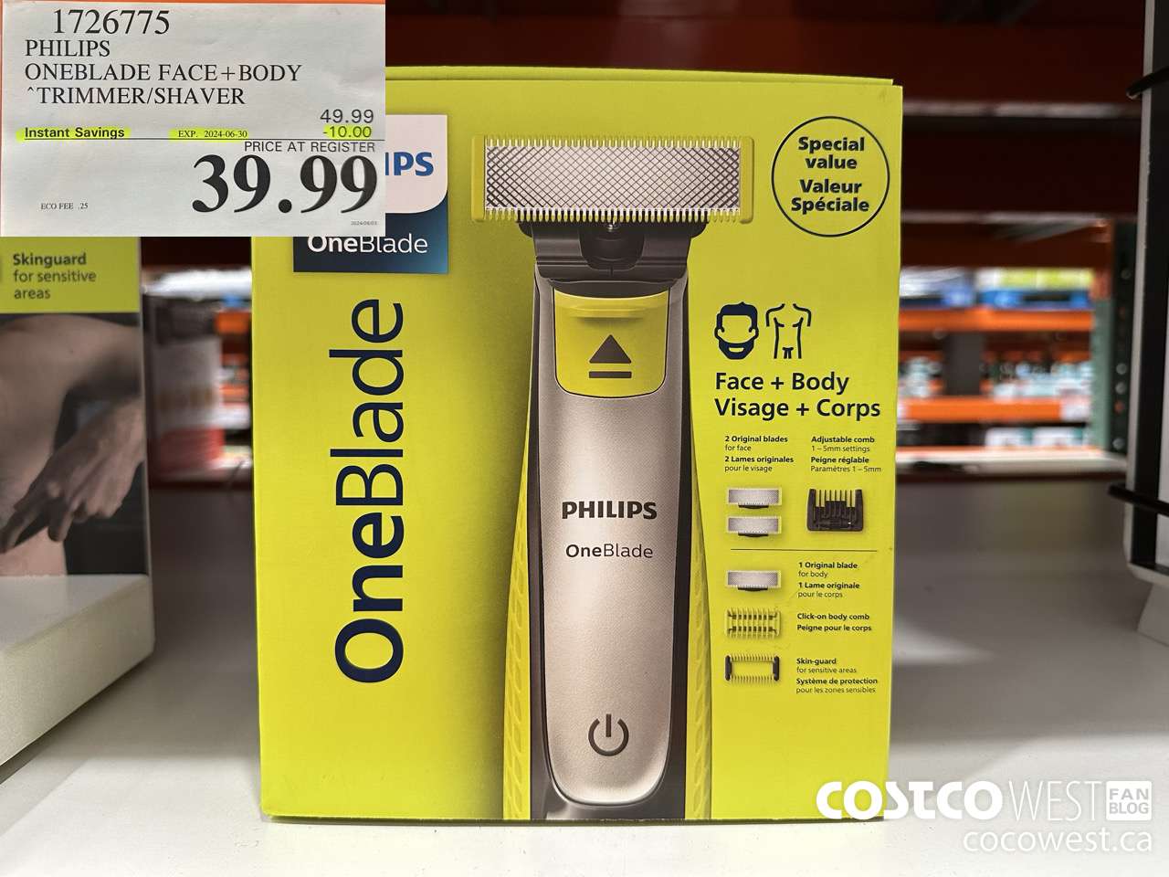 1726775 PHILIPS ONEBLADE FACE + BODY TRIMMER/SHAVER ($10.00 INSTANT SAVINGS EXPIRES ON 2024-06-30) $39.99