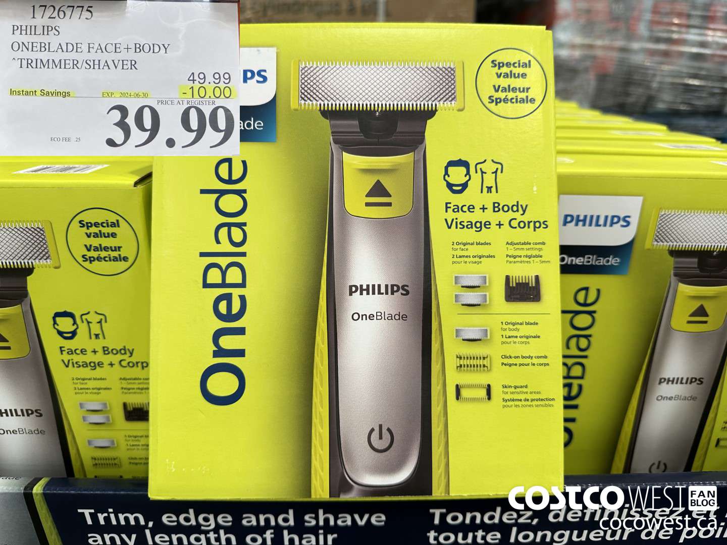 1726775 PHILIPS ONEBLADE FACE + BODY TRIMMER/SHAVER ($10.00 INSTANT SAVINGS EXPIRES ON 2024-06-30) $39.99