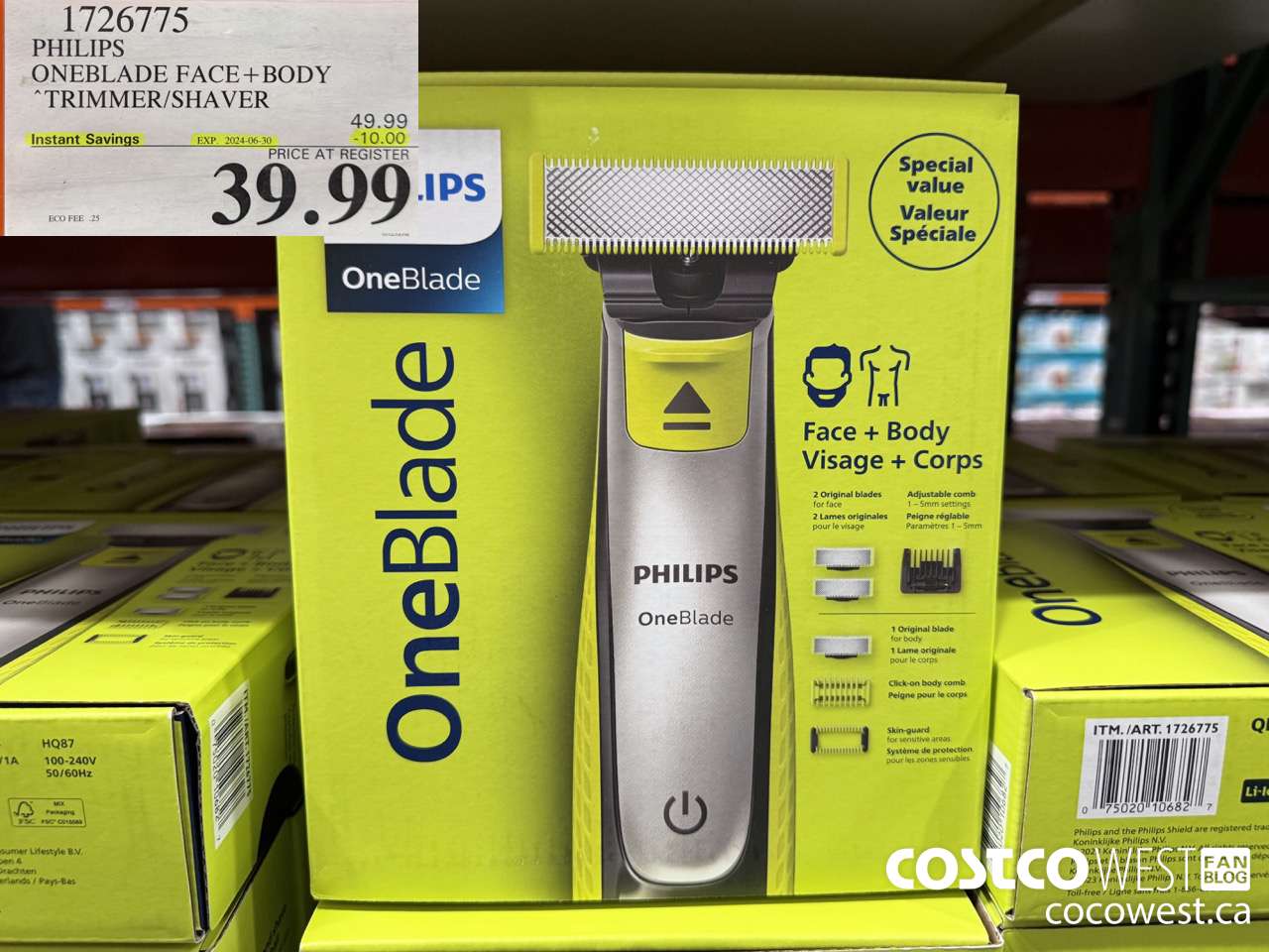 1726775 PHILIPS ONEBLADE FACE + BODY TRIMMER/SHAVER ($10.00 INSTANT SAVINGS EXPIRES ON 2024-06-30) $39.99