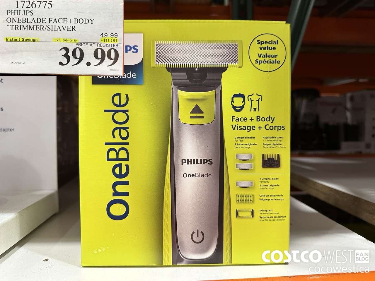 1726775 PHILIPS ONEBLADE FACE + BODY TRIMMER/SHAVER ($10.00 INSTANT SAVINGS EXPIRES ON 2024-06-30) $39.99