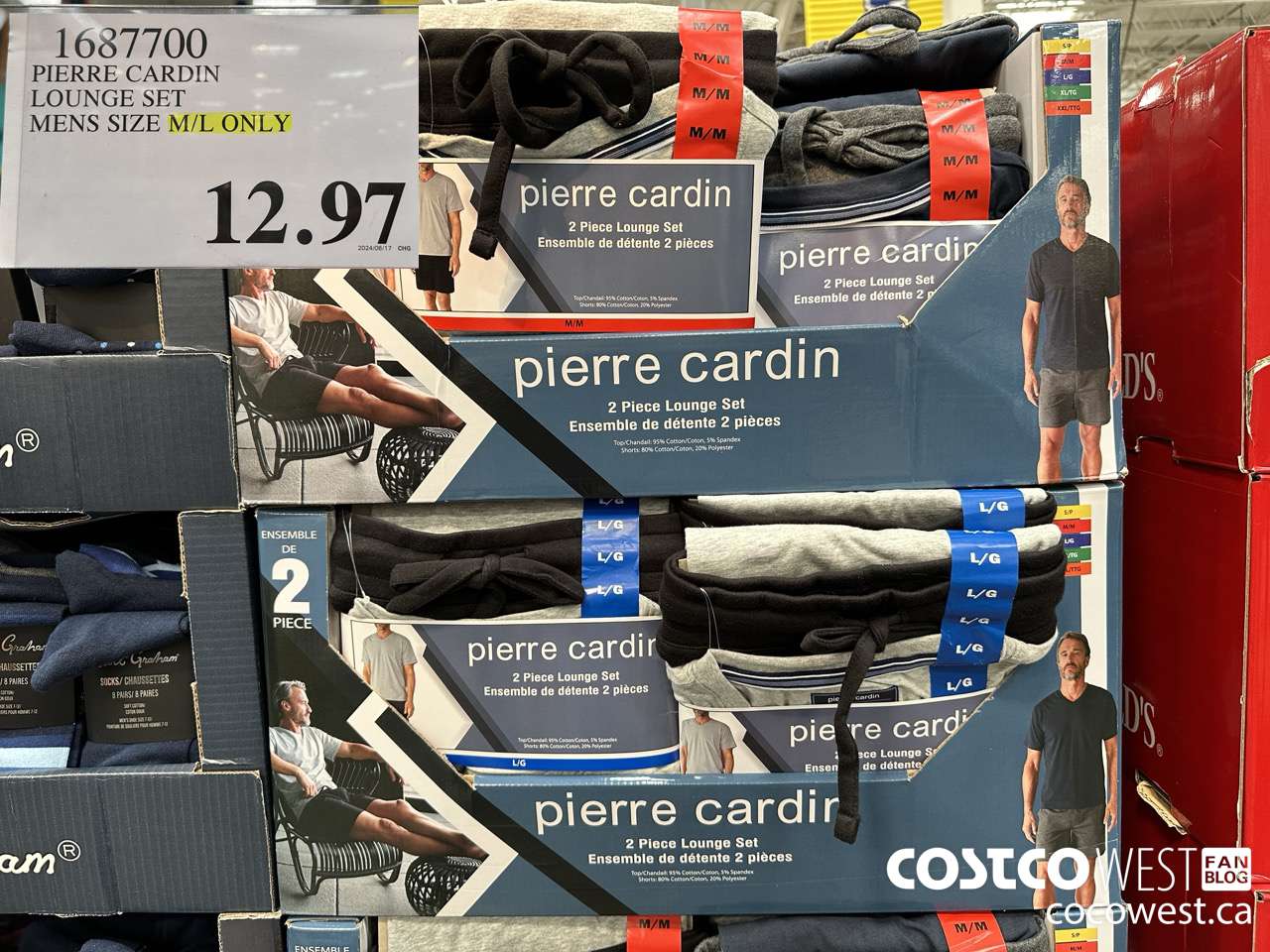 1687700 PIERRE CARDIN LOUNGE SET MENS SIZES M/L ONLY $12.97