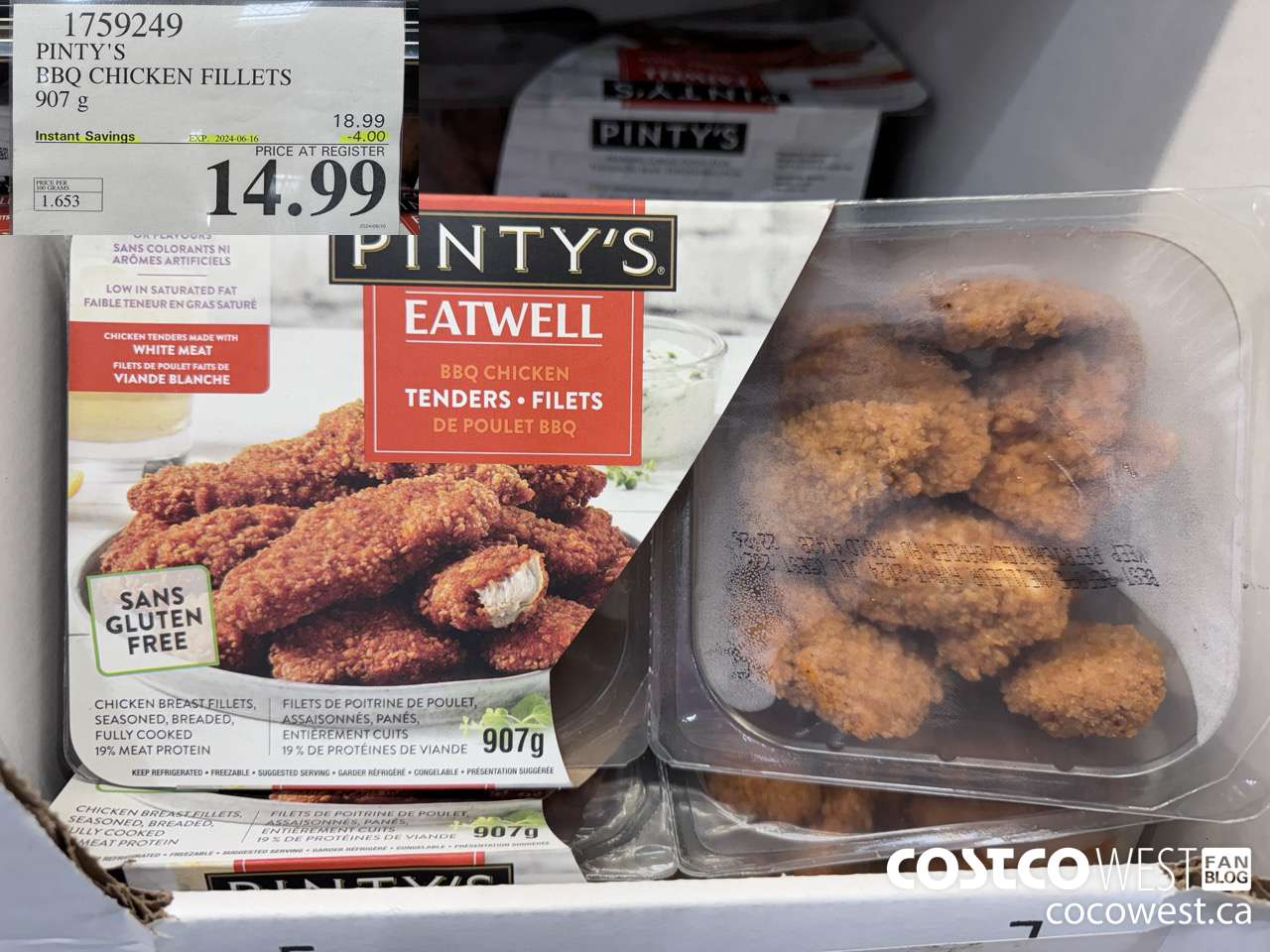 1759249 PINTY'S BBQ CHICKEN FILLETS 907G ($4.00 INSTANT SAVINGS EXPIRES ON 2024-06-16) $14.99