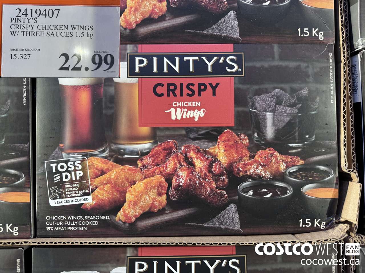 2419407 PINTY'S CRISPY CHICKEN WINGS W/ THREE SAUCES 1.5KG $22.99