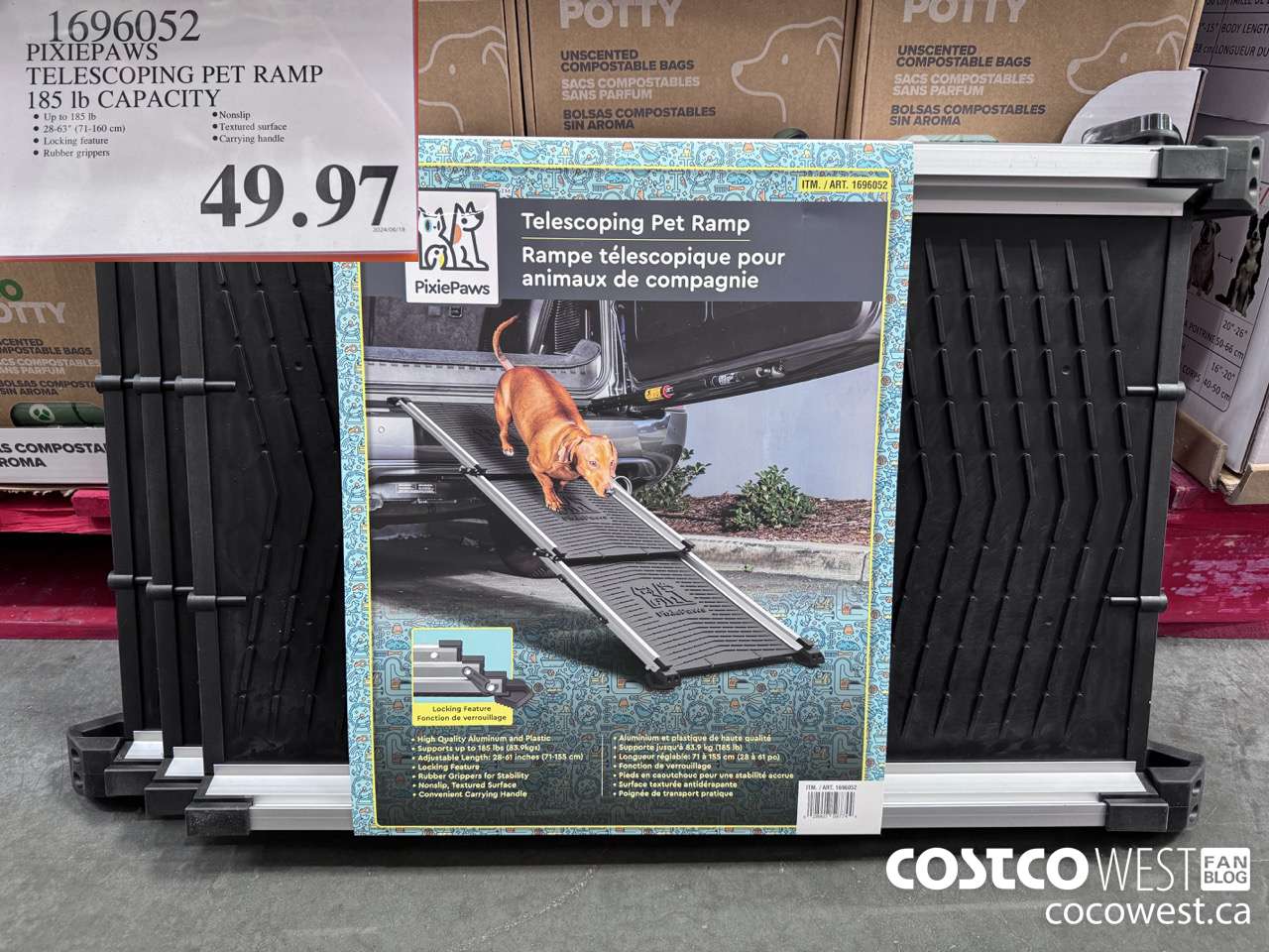 1696052 PIXIEPAWS TELESCOPING PET RAMP 185 LB CAPACITY $49.97