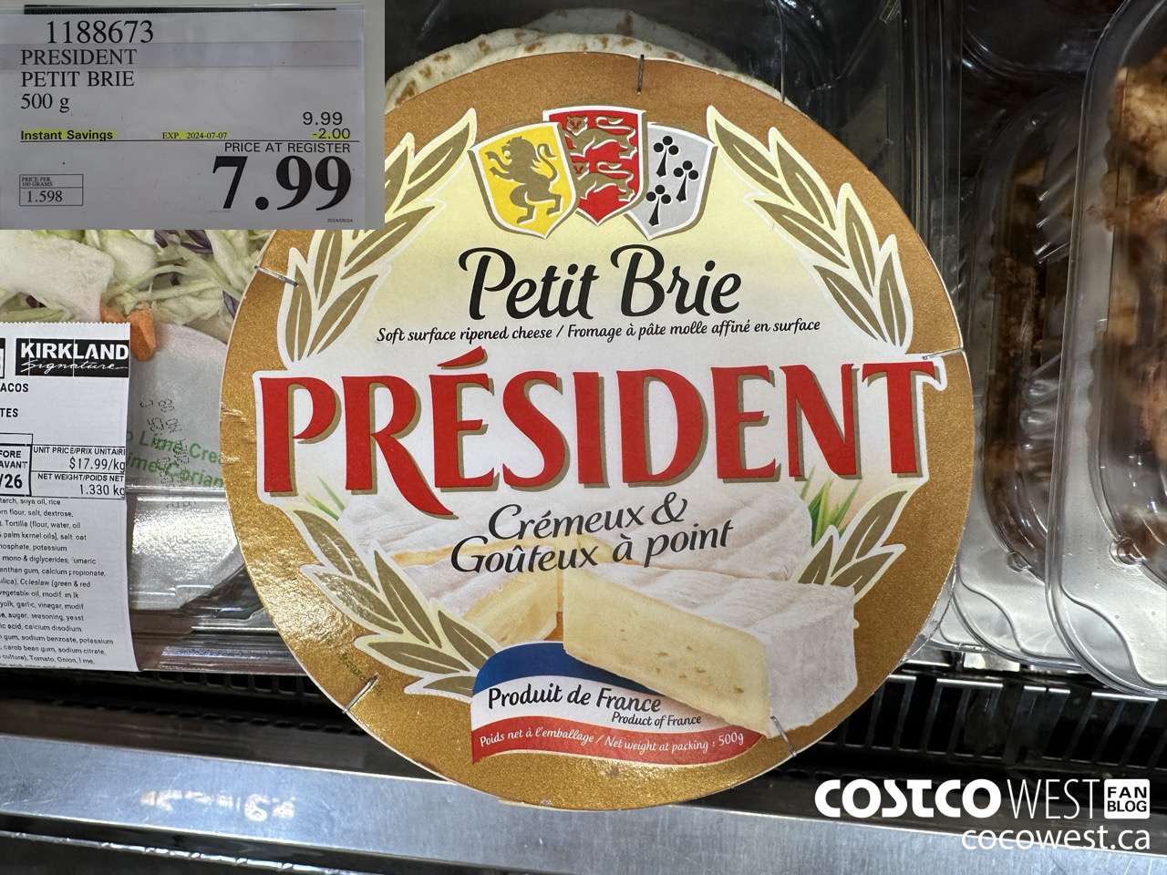 1188673 PRESIDENT PETIT BRIE 500 g ($2.00 INSTANT SAVINGS EXPIRES ON 2024-07-07) $7.99
